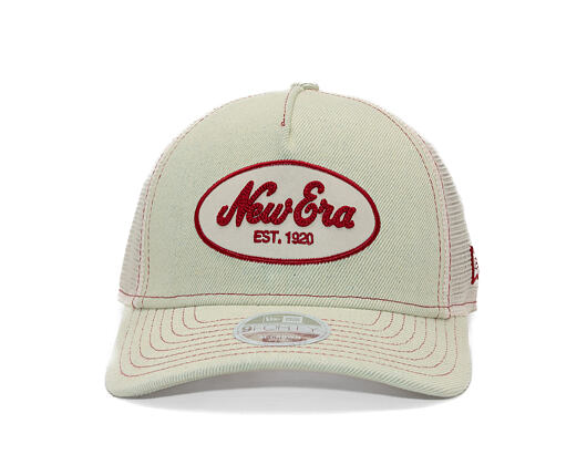 Dámská Kšiltovka New Era - Branded Denim Oval Logo 9FORTY M-CROWN A-Frame Trucker - Cream