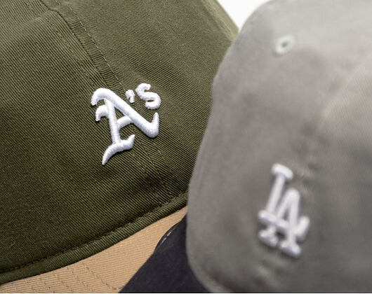 Kšiltovka New Era - MLB Mini Logo Washed Contrast 9TWENTY - Oakland Athletics - New Olive / Camel