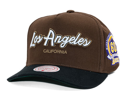 Kšiltovka Mitchell & Ness - NBA - La Script 2.0 - Los Angeles Lakers - Brown/Black