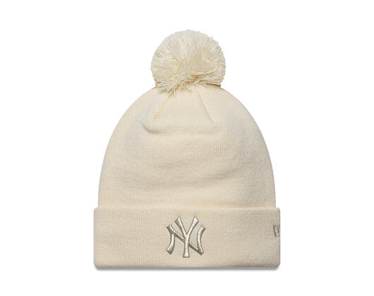 Dámský Kulich New Era - MLB Metallic Pom Beanie - NY Yankees - Cream