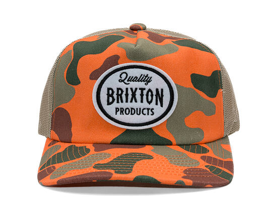 Kšiltovka Brixton - Henry Mp Trucker Hat - Orange Duck Camo/Orange