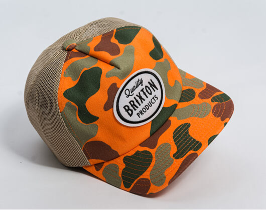 Kšiltovka Brixton - Henry Mp Trucker Hat - Orange Duck Camo/Orange