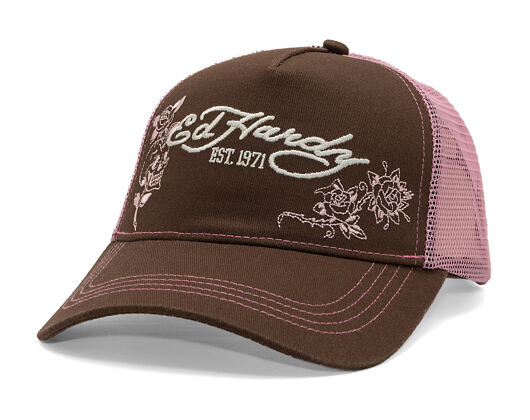 Kšiltovka Ed Hardy - Skull And Roses 5 Panel Trucker Cap