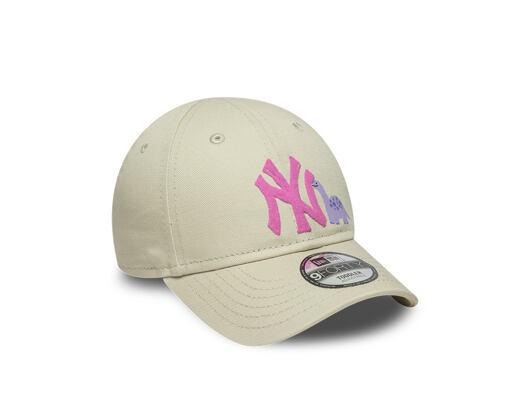 Dětská Kšiltovka New Era - MLB Dino Icon 9FORTY - NY Yankees - Stone / Fuchsia