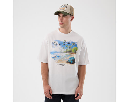 Triko New Era - Branded Beach Graphic Oversized Tee - White