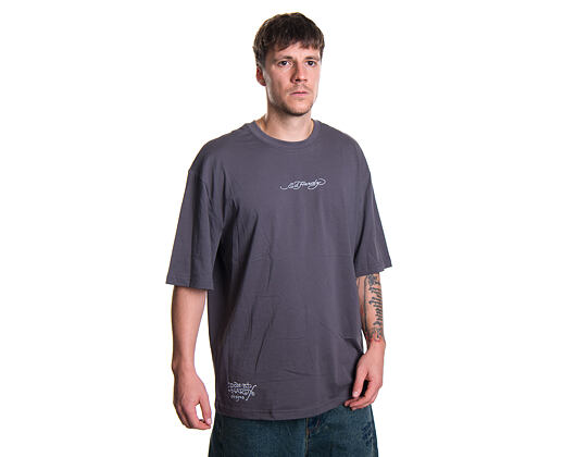 Triko Ed Hardy - Mens Don Wolf Eagle Panther Relaxed T-Shirt - Charcoal