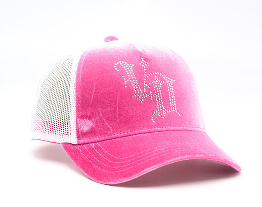 Dámská Kšiltovka Von Dutch - Baseball - Velvet Rhinestone Logo - White / Pink