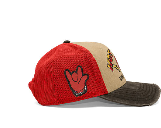 Kšiltovka Capslab - Hot Stuff Trucker - Come Visit Me In Hell Distressed - Sand / Red