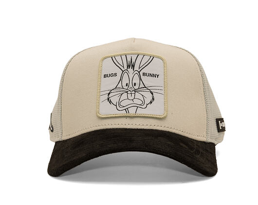 Kšiltovka Capslab - Looney Tunes Trucker - Bugs Bunny Line Art Suede Visor - Off White / Black