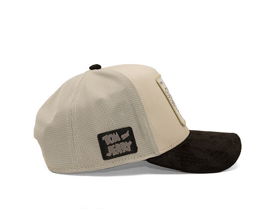 Kšiltovka Capslab - Tom & Jerry Trucker - Tom Line Art Suede Visor - Off White / Black