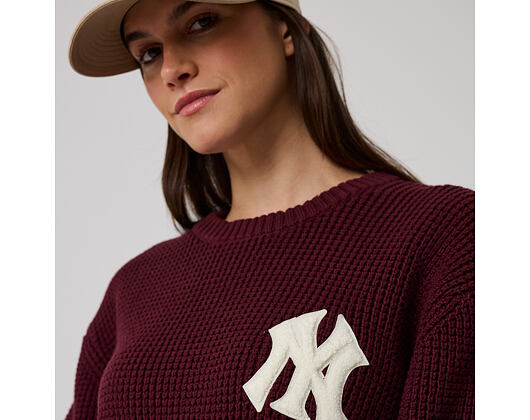 Mikina New Era - MLB Waffle Knit Crew - NY Yankees - Maroon