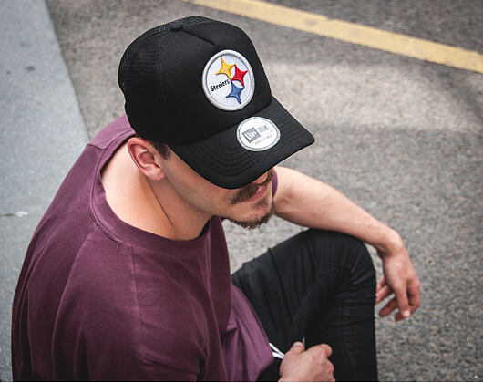 Kšiltovka New Era 9FORTY Trucker NFL Pittsburgh Steelers Black/White Snapback