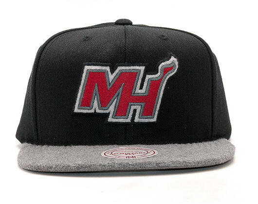 Kšiltovka Mitchell & Ness Fuzz 2 Tone Miami Heat Black/Grey Heather Snapback