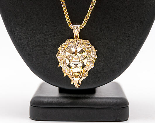 Pozlacený Řetízek na krk King Ice The 14K Gold Faceted Lion from Fox´s Empire