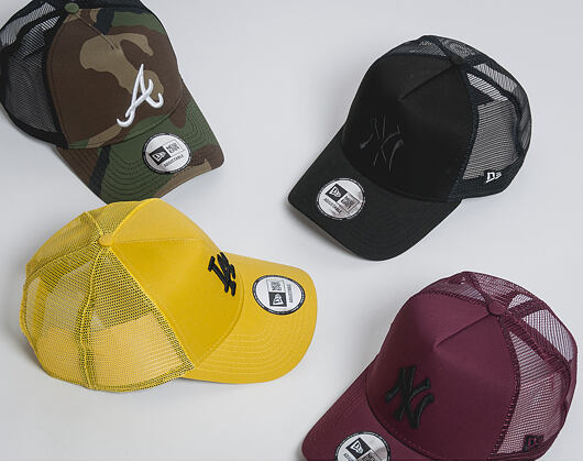 Kšiltovka New Era League Essential Trucker Atlanta Braves 9FORTY Woodland Camo/White Snapback