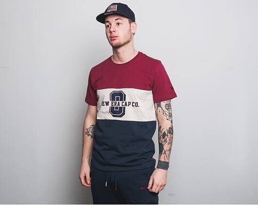 Triko New Era World Hood Tri Colour Tee Cardinal/Nigh Shift Navy/Satin