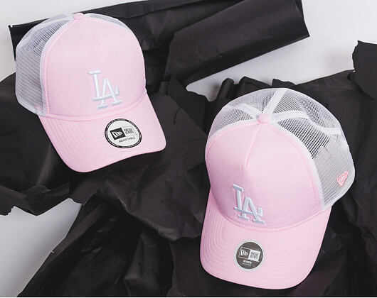 Dámská Kšiltovka New Era Oxford A Frame Trucker Los Angeles Dodgers 9FORTY Pink/White Snapback