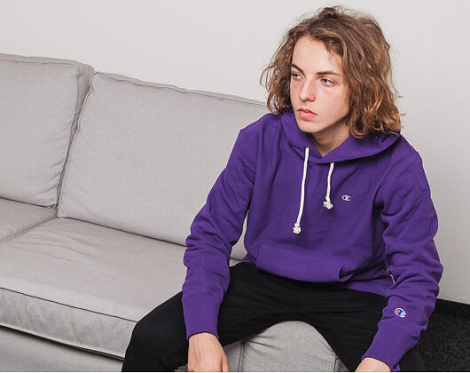 Mikina S Kapucí Champion Hooded Mini Logo Sweatshirt Purple