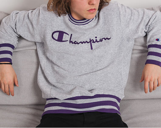 Mikina Champion Crewneck Sweatshirt Classic Logo Grey/Purple