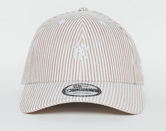 Kšiltovka New Era Seersucker New York Yankees 9FORTY Strapback Khaki / Optic White