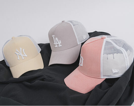 Dámská Kšiltovka New Era  Micro Cord  Los Angeles Dodgers  9FORTY A-FRAME TRUCKER  Gray / Optic Whit