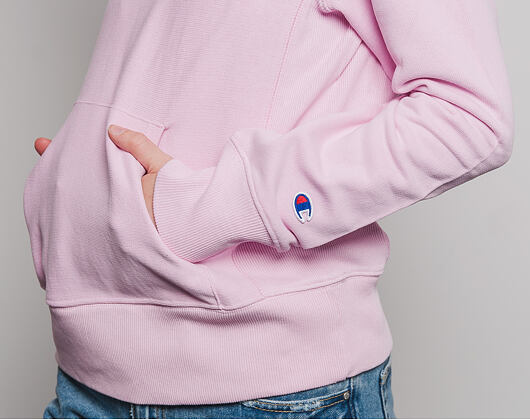 Dámská Mikina Champion Hooded Sweatshirt Classic Logo Embroidered Pink