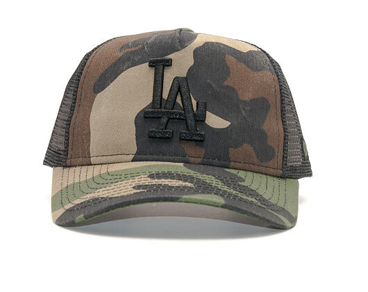 Kšiltovka New Era Trucker Washed Camo Los Angeles Dodgers 9FORTY Woodland Camo Snapback