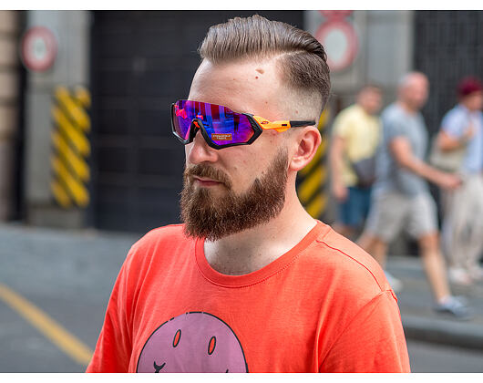 Sluneční Brýle Oakley Flight Jacket Matte Black/Neon Orange Prizm Trail OO9401-0437