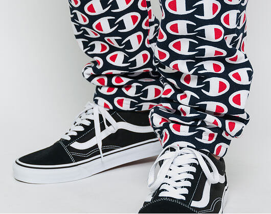 Tepláky Champion Elastic Cuff Pants All Over Logo Dark Navy