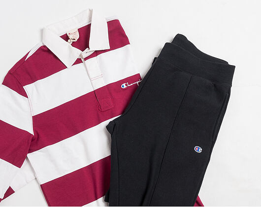 Triko Champion Long Sleeve Polo T-Shirt Red/White