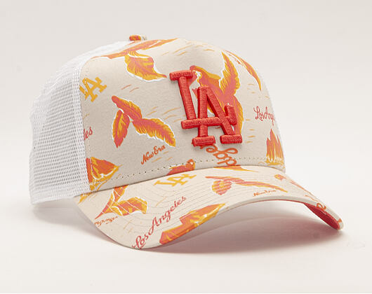 Kšiltovka New Era 9FORTY A-Frame Trucker Los Angeles Dodgers Desert Island White/Camel/Fire Red