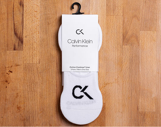 Ponožky Calvin Klein Performance Logo Liner White 3 Pack ECH344-10