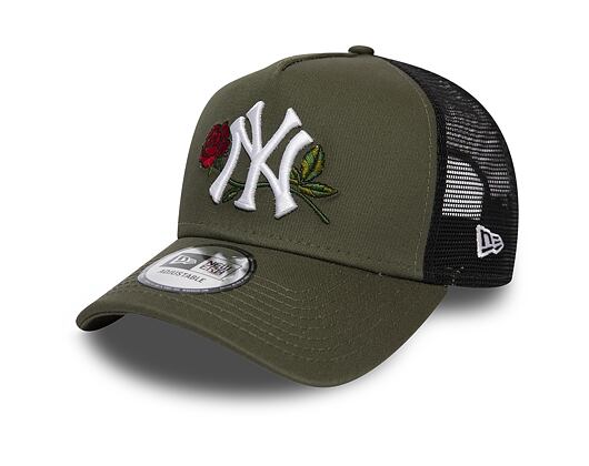 Kšiltovka New Era 9FORTY New York Yankees A-Frame Twine Trucker New Olive