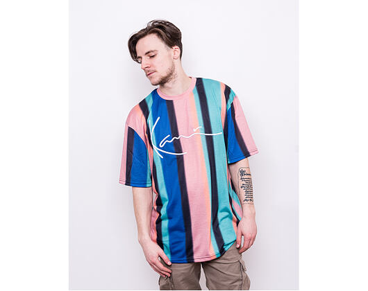 Triko Karl Kani Signature Stripe Tee 6060595 Turquoise/Black/Blue/Pink