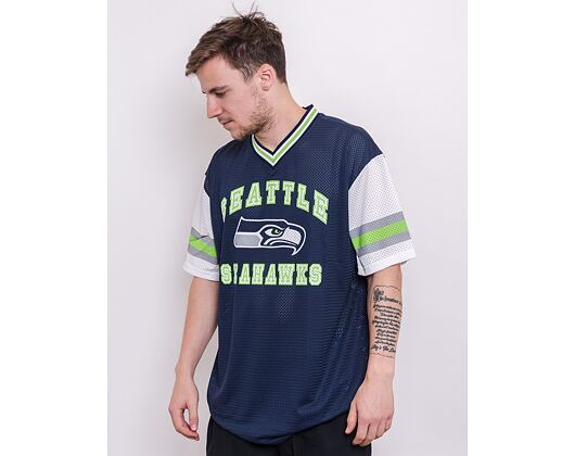 Triko New Era NFL Stripe Sleeve Oversized Tee Seattle Seahawks Oceanside Blue