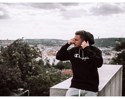 Mikina S Kapucí Champion Hooded Sweatshirt Classic Logo Black 215210