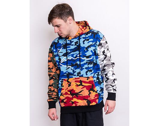 Mikina Karl Kani Signature Block Camo Hoodie Black/Blue - 6092651