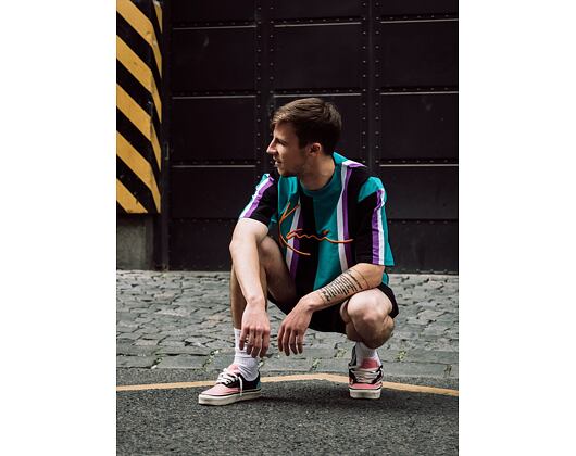 Triko Karl Kani Signature Stripe Tee Turquoise/Black/White - 6069902