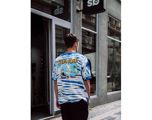 Triko RIP N DIP Hang 10 Tee Blue & White Stripe Dye