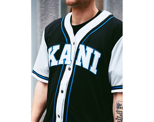 Dres Karl Kani Serif Block Baseball Shirt Black/White 6035437