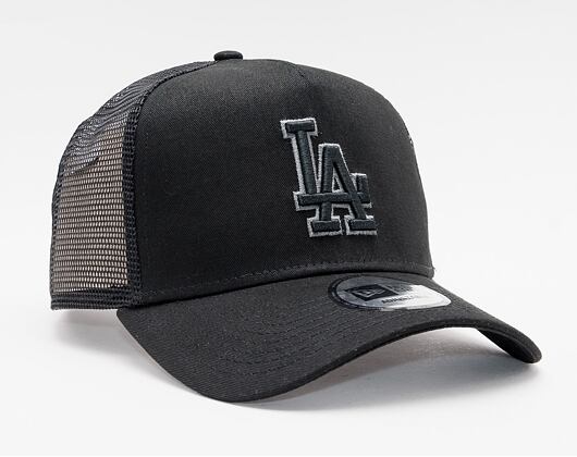 Kšiltovka New Era 9FORTY Trucker MLB Black on Black Team Logo Los Angeles Dodgers Snapback