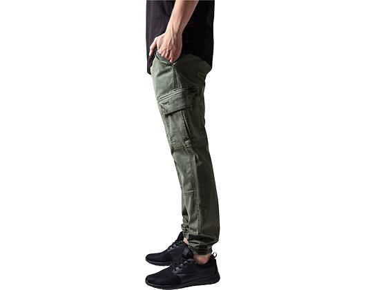 Kalhoty Urban Classic TB1435 Washed Cargo Twill Jogging Pants Olive