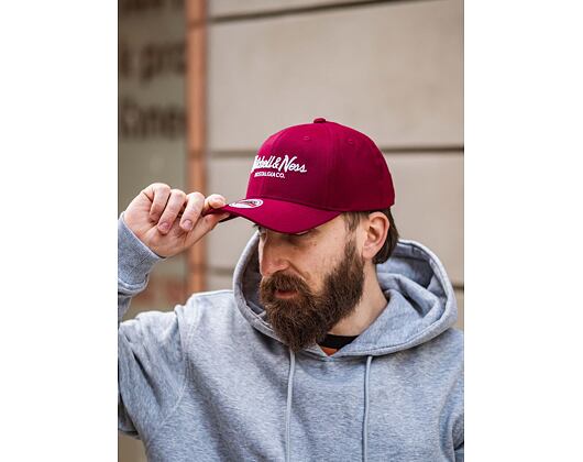 Kšiltovka Mitchell & Ness - Branded Pinscript Classic Red - Burgundy / White
