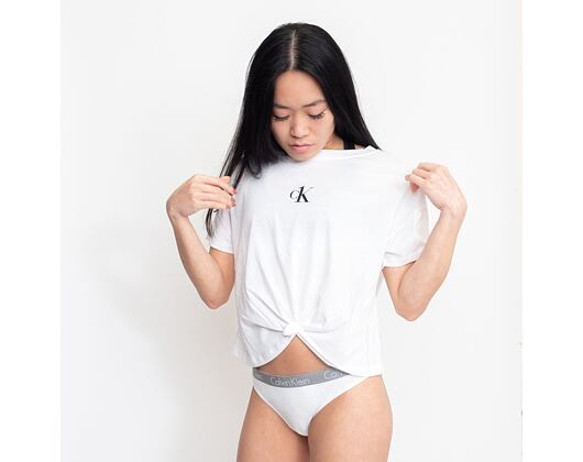 Dámské kalhotky Tanga Calvin Klein Thong QD3539E 100 Bílá
