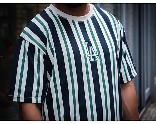 Triko New Era MLB Oversized Stripe Los Angeles Dodgers White / Blue / Green
