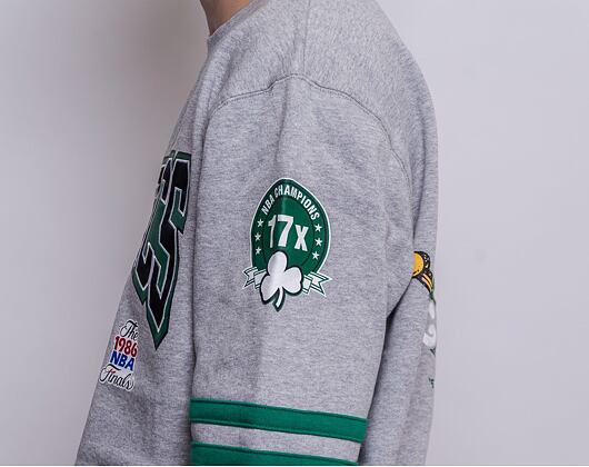 Mikina Mitchell & Ness All Over Print Fleece Crew Boston Celtics Grey Heather