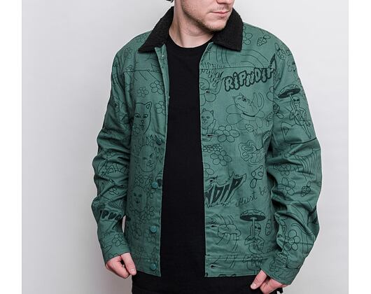 Bunda RIP N DIP Scribble Button Up Jacket RND7007 Forest Green
