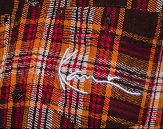 Košilobunda Karl Kani Chest Signature Flannel Shirt Jacket Dark Red
