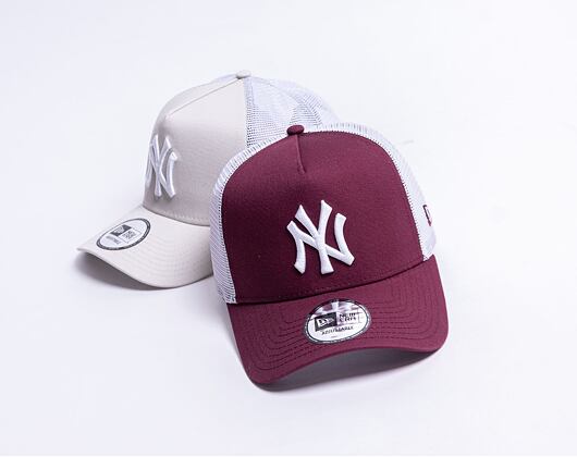 Kšiltovka New Era 9FORTY Trucker MLB League Essential New York Yankees Maroon / White