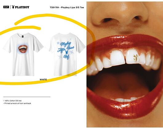 Triko HUF Playboy Gold Cap T-Shirt White